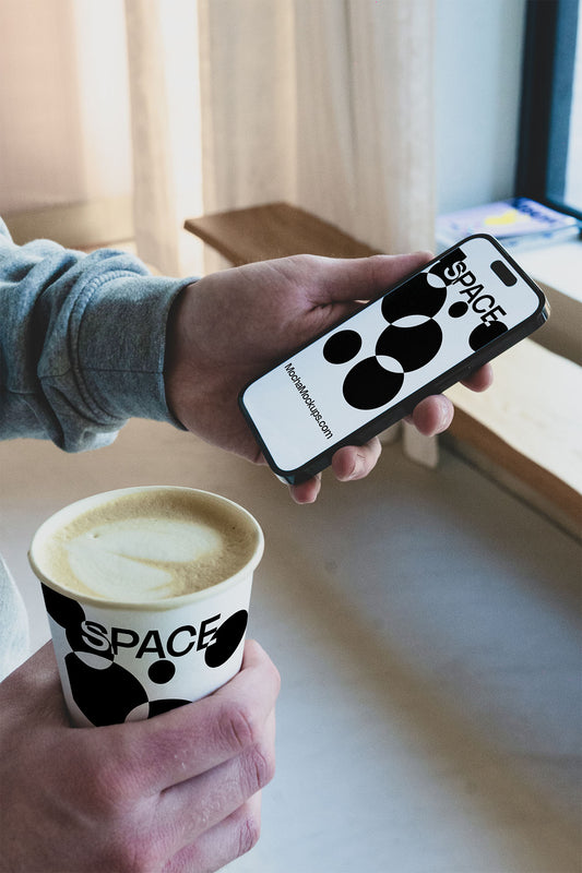 Space iPhone + Cup Mockup 02