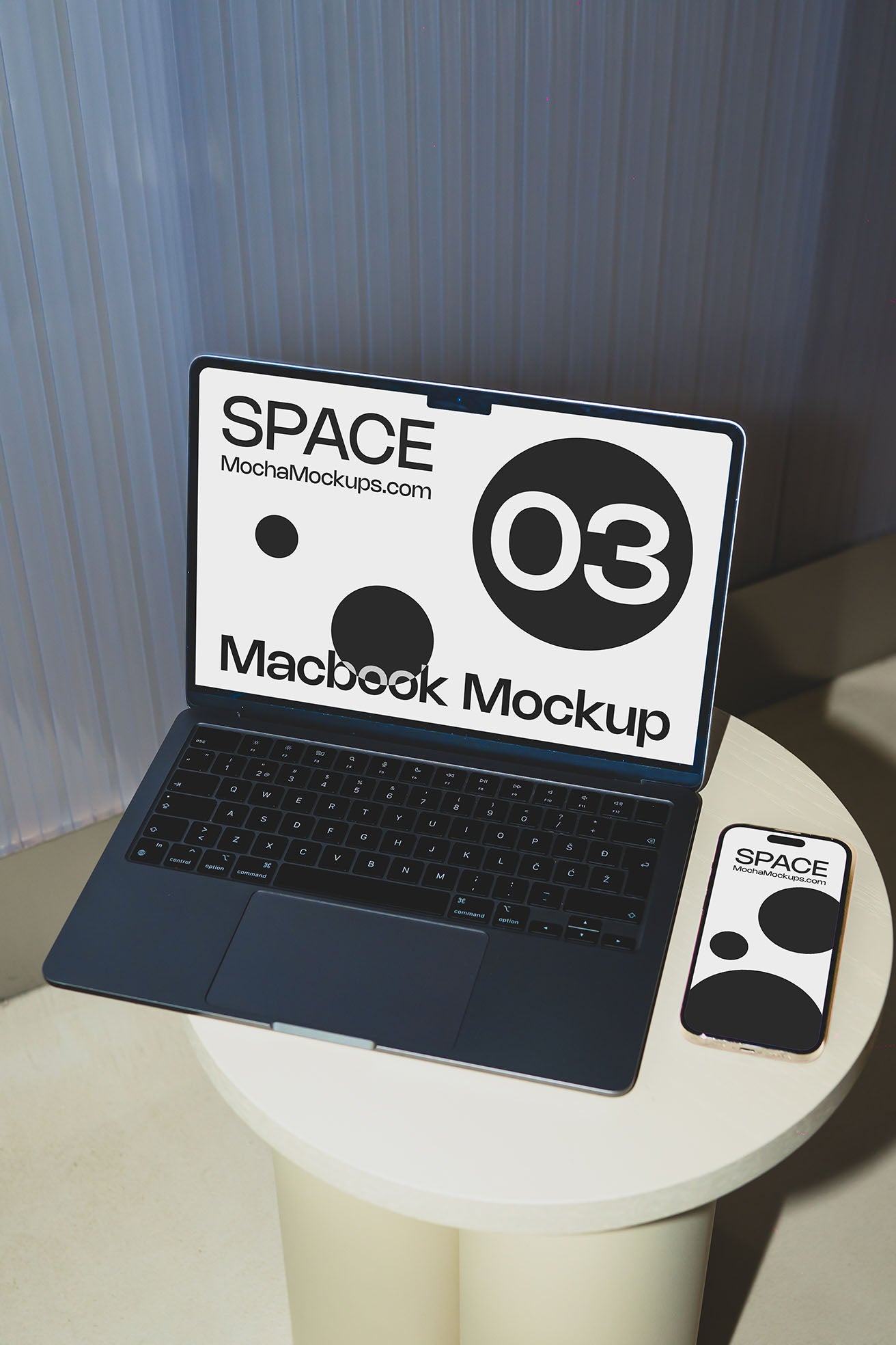 Space MacBook + iPhone Mockup 03